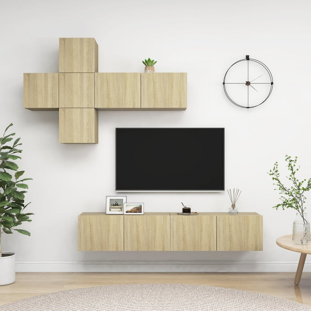 vidaXL 7-Piece TV Cabinet Set Sonoma Oak Engineered Wood