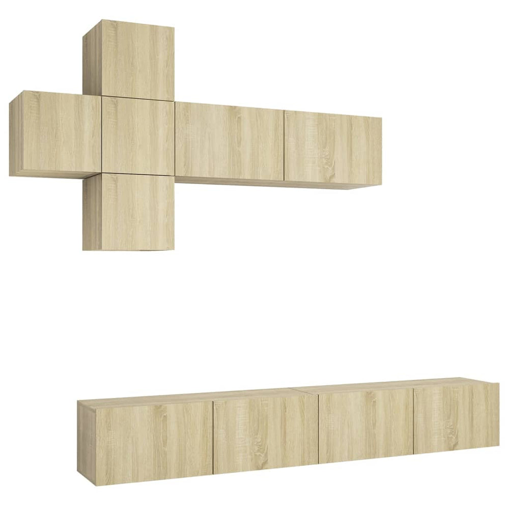 vidaXL 7-Piece TV Cabinet Set Sonoma Oak Engineered Wood