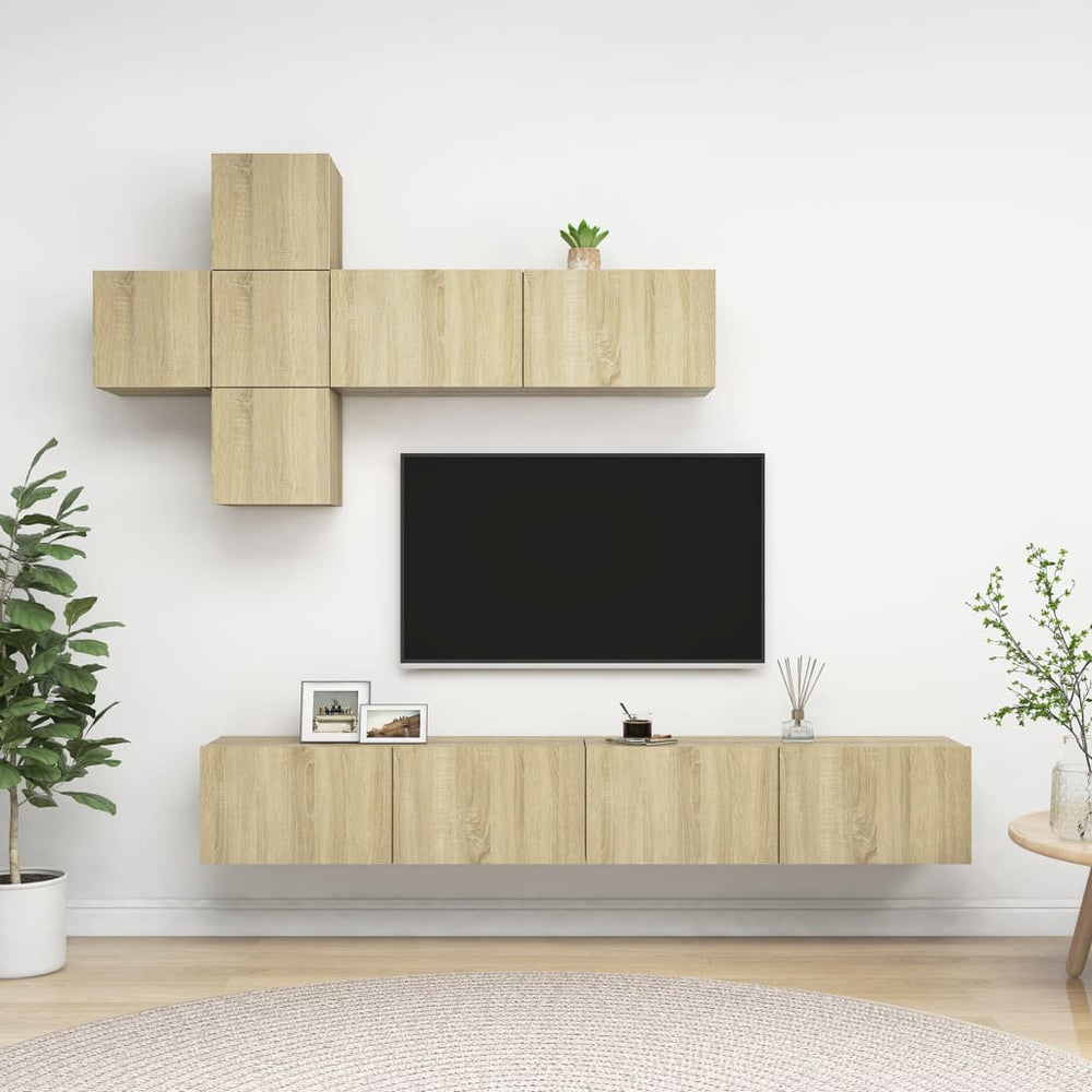 vidaXL 7-Piece TV Cabinet Set Sonoma Oak Engineered Wood