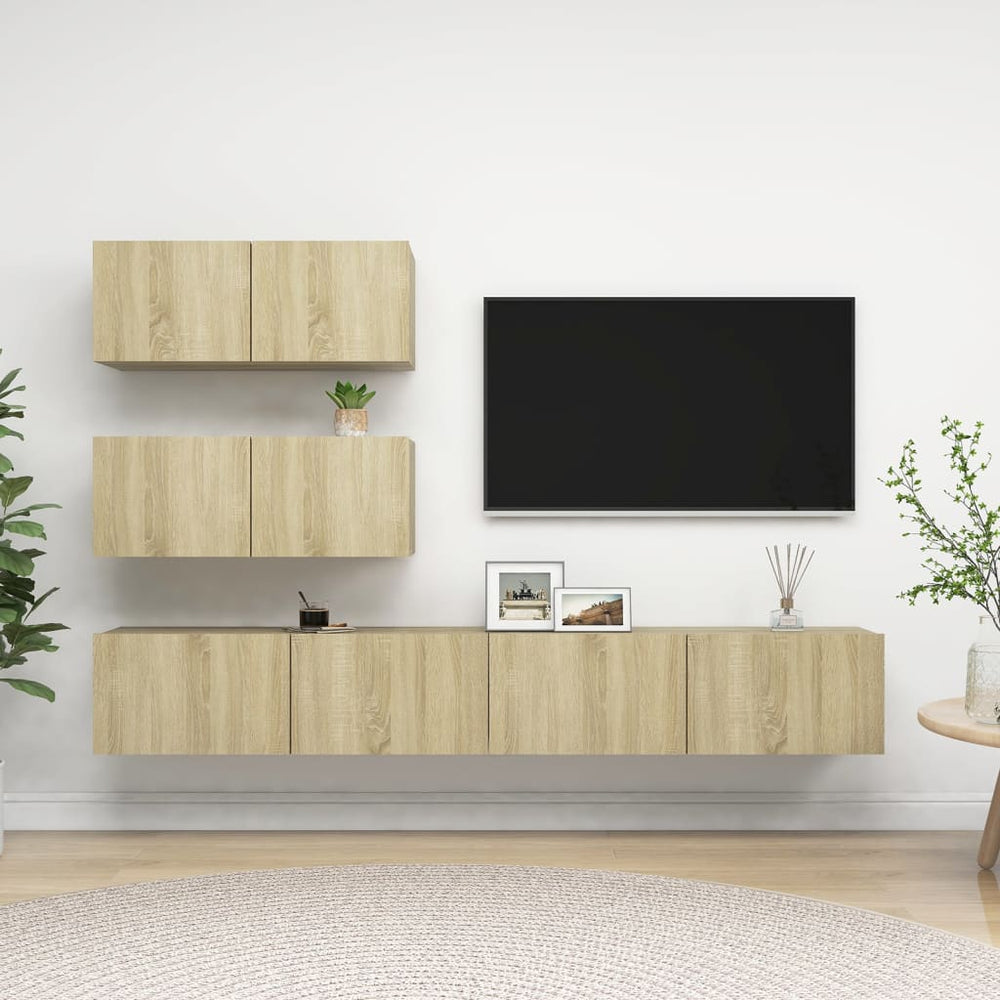 vidaXL 4-Piece TV Cabinet Set Sonoma Oak Engineered Wood