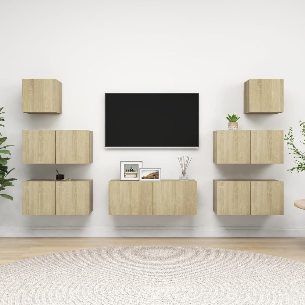 vidaXL 7-Piece TV Cabinet Set Sonoma Oak Engineered Wood