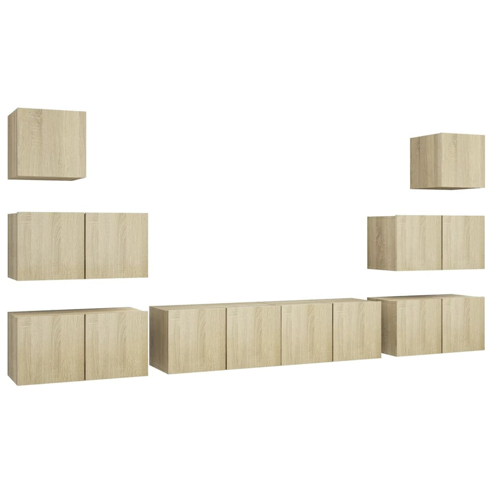 vidaXL 8-Piece TV Cabinet Set Sonoma Oak Engineered Wood