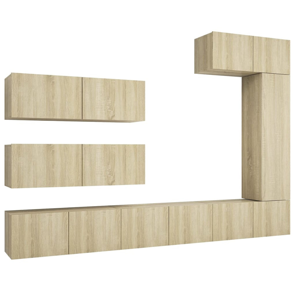 vidaXL 7-Piece TV Cabinet Set Sonoma Oak Engineered Wood