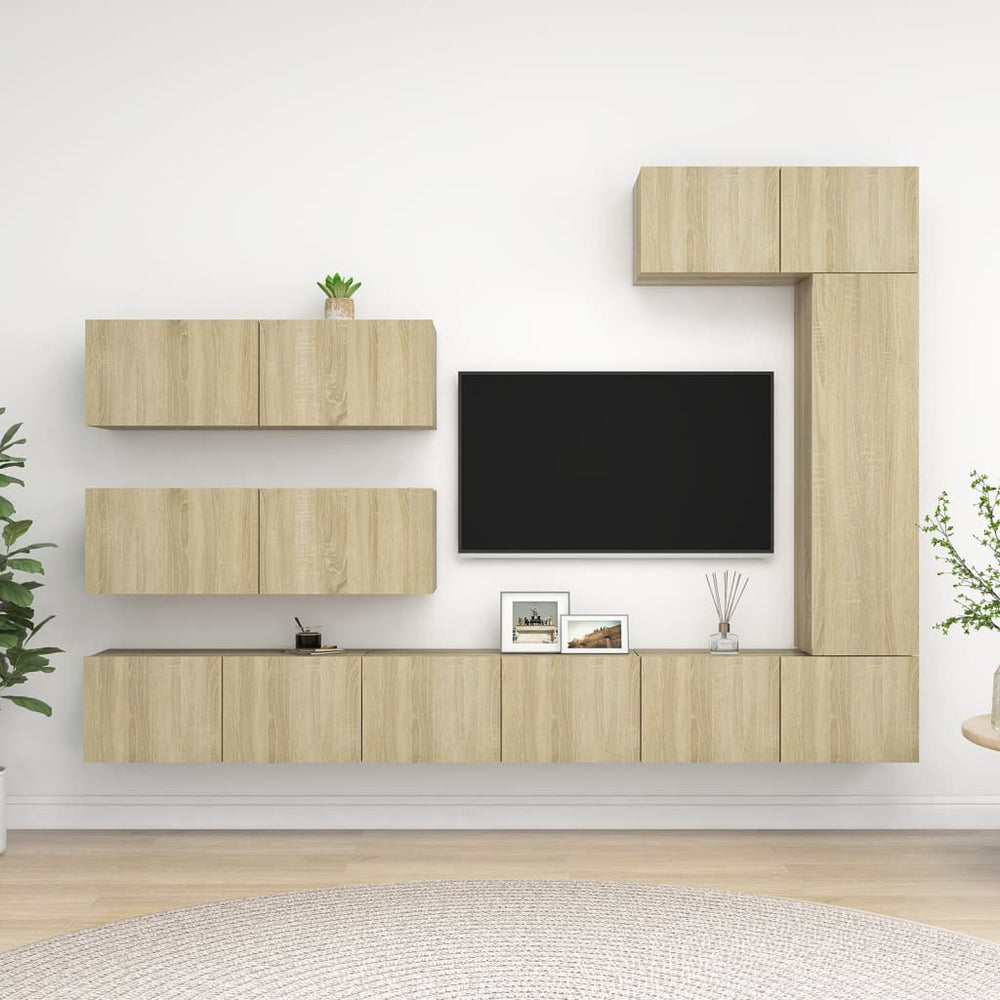 vidaXL 7-Piece TV Cabinet Set Sonoma Oak Engineered Wood