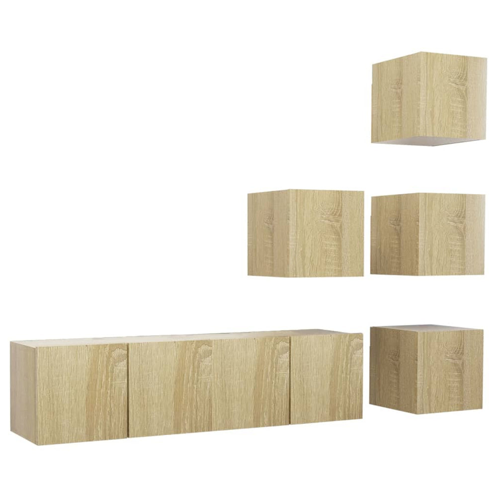 vidaXL 6-Piece TV Cabinet Set Sonoma Oak Engineered Wood
