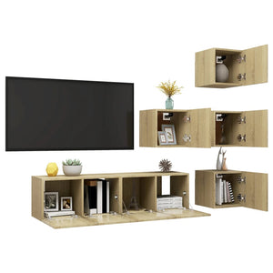 vidaXL 6-Piece TV Cabinet Set Sonoma Oak Engineered Wood