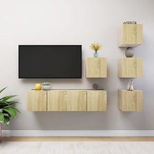 vidaXL 6-Piece TV Cabinet Set Sonoma Oak Engineered Wood