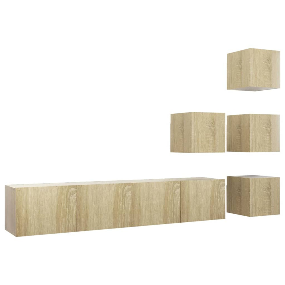 vidaXL 6-Piece TV Cabinet Set Sonoma Oak Engineered Wood