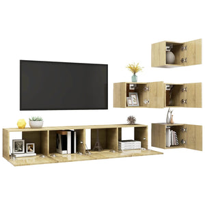 vidaXL 6-Piece TV Cabinet Set Sonoma Oak Engineered Wood