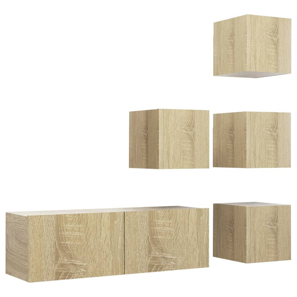 vidaXL 5-piece TV Cabinet Set Sonoma Oak Engineered Wood
