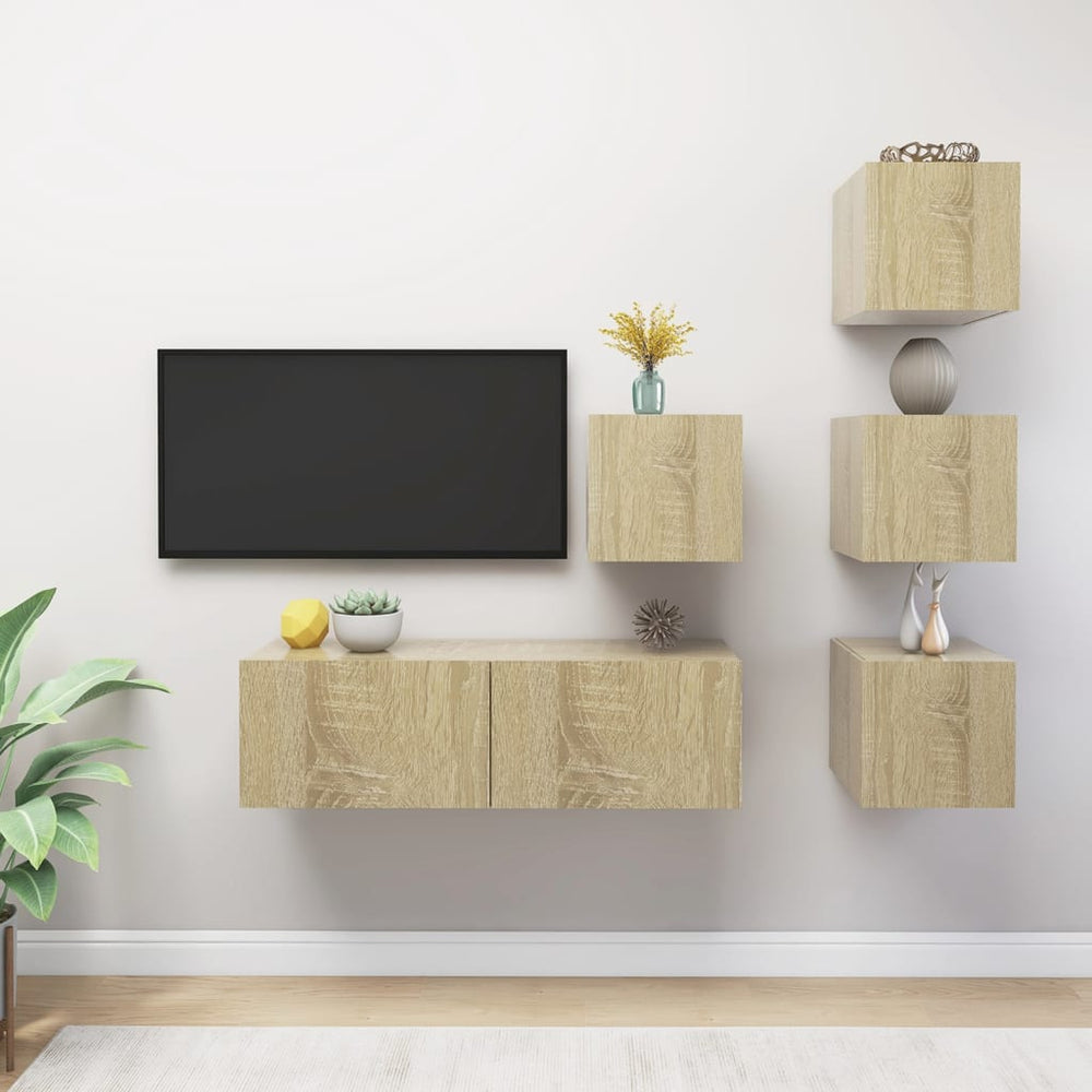 vidaXL 5-piece TV Cabinet Set Sonoma Oak Engineered Wood