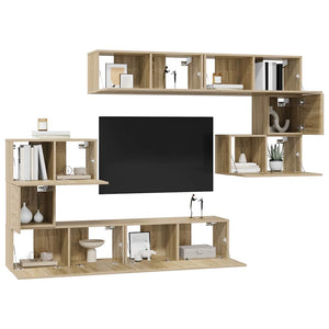 vidaXL 8-Piece TV Cabinet Set Sonoma Oak Engineered Wood