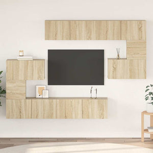 vidaXL 8-Piece TV Cabinet Set Sonoma Oak Engineered Wood