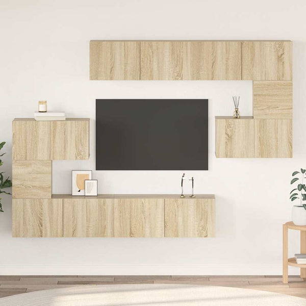 vidaXL 8-Piece TV Cabinet Set Sonoma Oak Engineered Wood