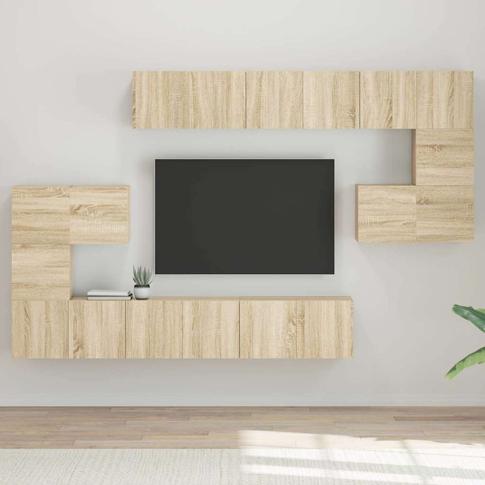 vidaXL 10-piece TV Cabinet Set Sonoma Oak Engineered Wood