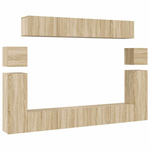 vidaXL 8-Piece TV Cabinet Set Sonoma Oak Engineered Wood
