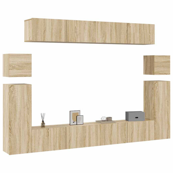vidaXL 8-Piece TV Cabinet Set Sonoma Oak Engineered Wood