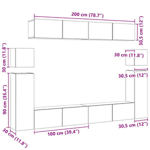 vidaXL 8-Piece TV Cabinet Set Sonoma Oak Engineered Wood