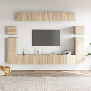 vidaXL 8-Piece TV Cabinet Set Sonoma Oak Engineered Wood