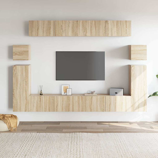 vidaXL 8-Piece TV Cabinet Set Sonoma Oak Engineered Wood