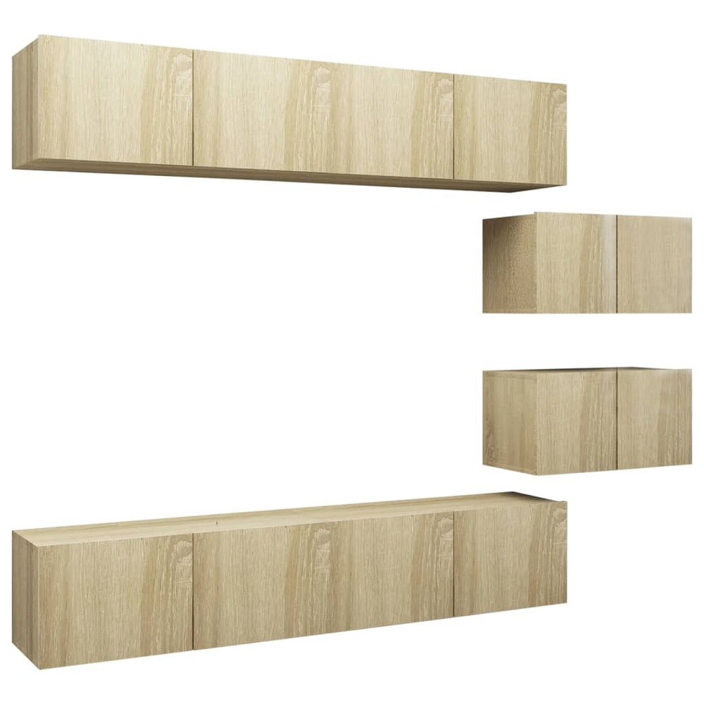 vidaXL 6-Piece TV Cabinet Set Sonoma Oak Engineered Wood