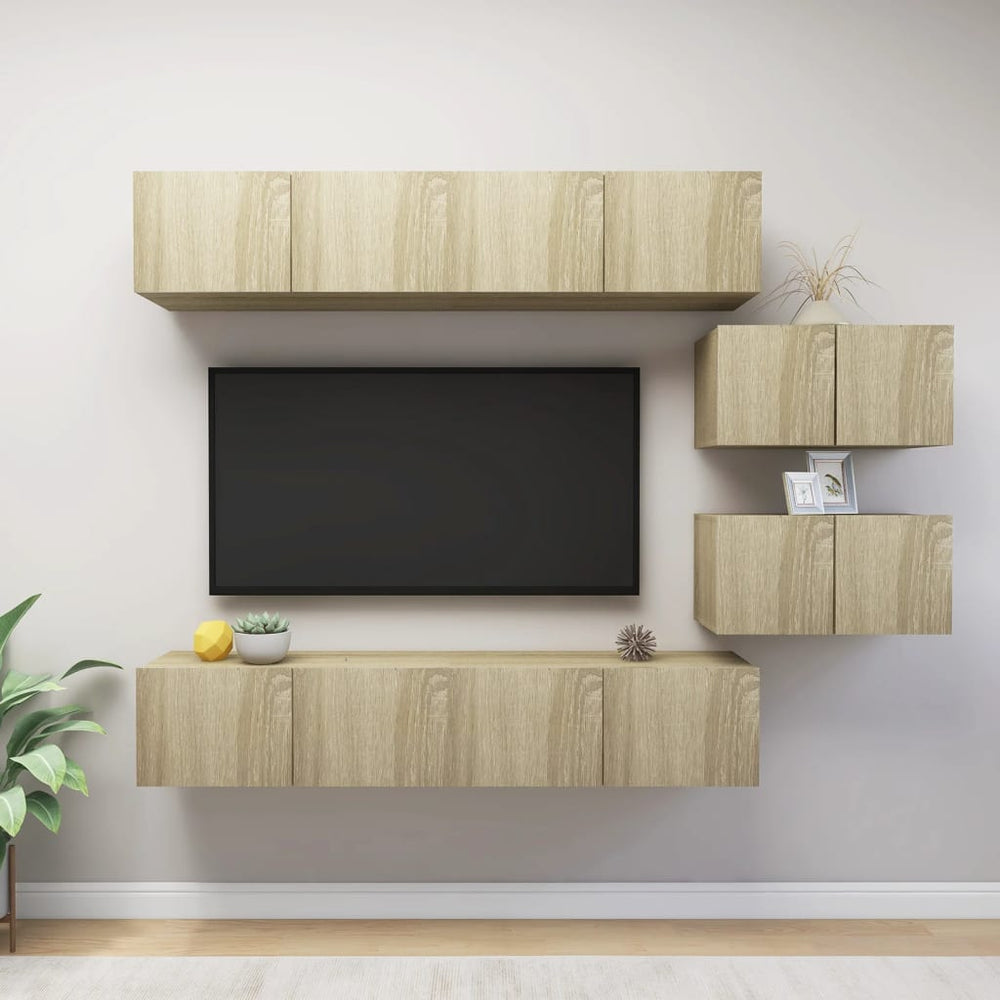 vidaXL 6-Piece TV Cabinet Set Sonoma Oak Engineered Wood