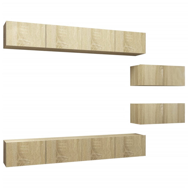 vidaXL 6-Piece TV Cabinet Set Sonoma Oak Engineered Wood