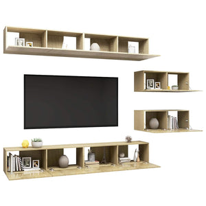vidaXL 6-Piece TV Cabinet Set Sonoma Oak Engineered Wood