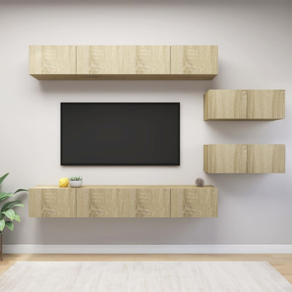 vidaXL 6-Piece TV Cabinet Set Sonoma Oak Engineered Wood