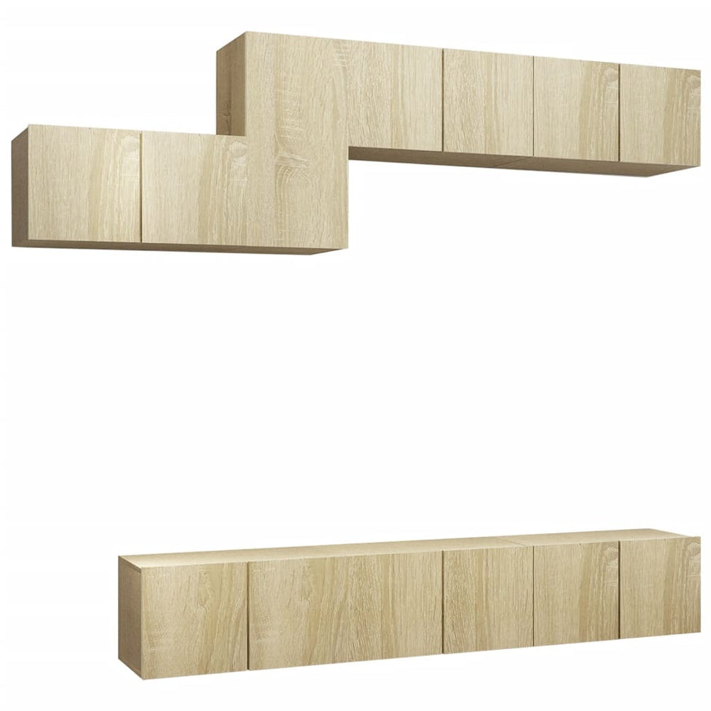 vidaXL 7-Piece TV Cabinet Set Sonoma Oak Engineered Wood