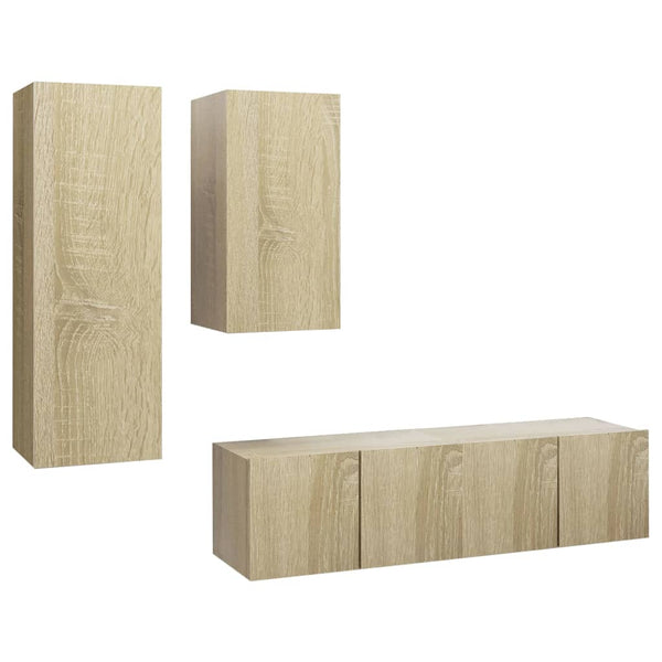 vidaXL 4-Piece TV Cabinet Set Sonoma Oak Engineered Wood