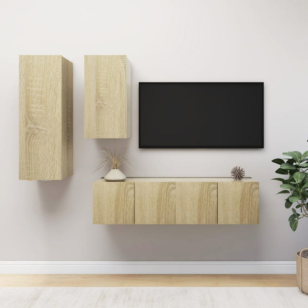 vidaXL 4-Piece TV Cabinet Set Sonoma Oak Engineered Wood