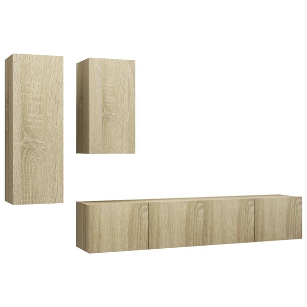 vidaXL 4-Piece TV Cabinet Set Sonoma Oak Engineered Wood
