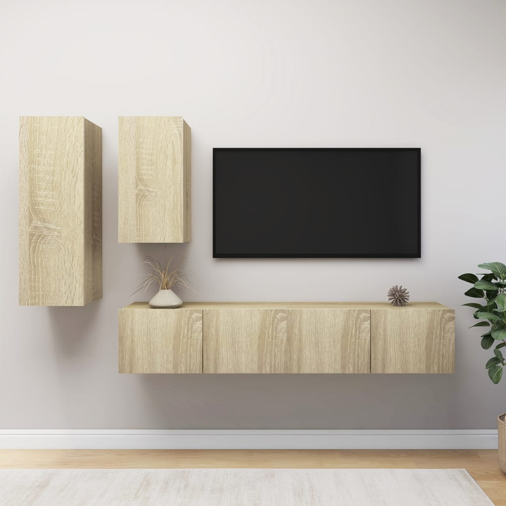 vidaXL 4-Piece TV Cabinet Set Sonoma Oak Engineered Wood