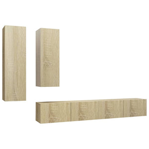 vidaXL 4-Piece TV Cabinet Set Sonoma Oak Engineered Wood