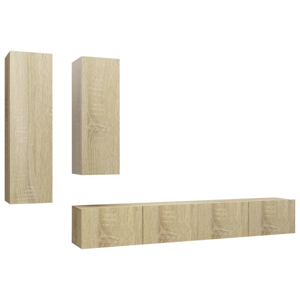 vidaXL 4-Piece TV Cabinet Set Sonoma Oak Engineered Wood