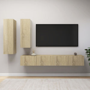 vidaXL 4-Piece TV Cabinet Set Sonoma Oak Engineered Wood