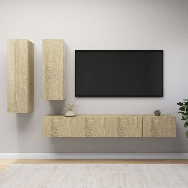 vidaXL 4-Piece TV Cabinet Set Sonoma Oak Engineered Wood