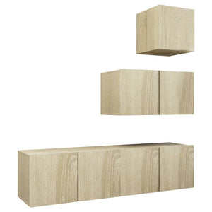 vidaXL 4-Piece TV Cabinet Set Sonoma Oak Engineered Wood