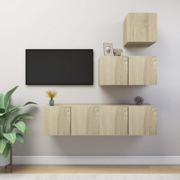 vidaXL 4-Piece TV Cabinet Set Sonoma Oak Engineered Wood