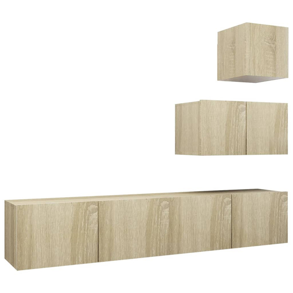 vidaXL 4-Piece TV Cabinet Set Sonoma Oak Engineered Wood