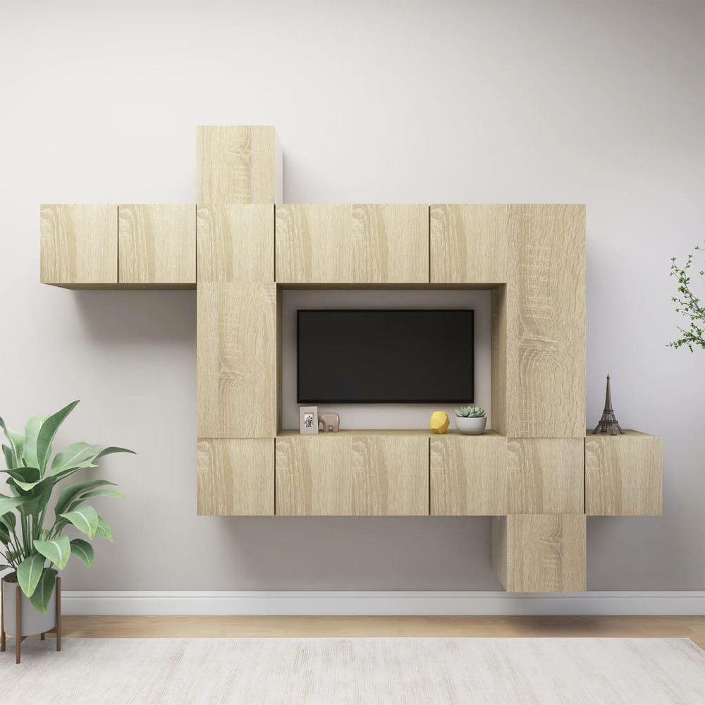 vidaXL 10-piece TV Cabinet Set Sonoma Oak Engineered Wood