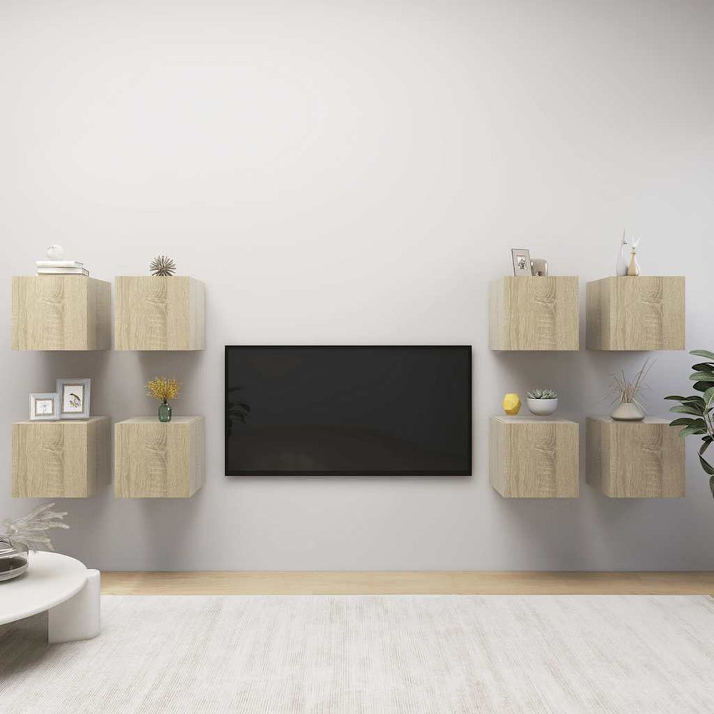 vidaXL TV Wall Cabinets 8 pcs Sonoma Oak 30.5x30x30 cm