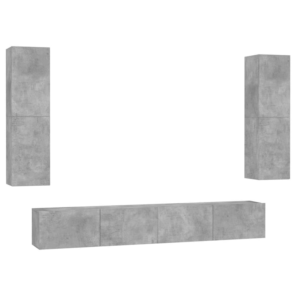 vidaXL 4-Piece TV Cabinet Set Concrete Grey Engineered Wood