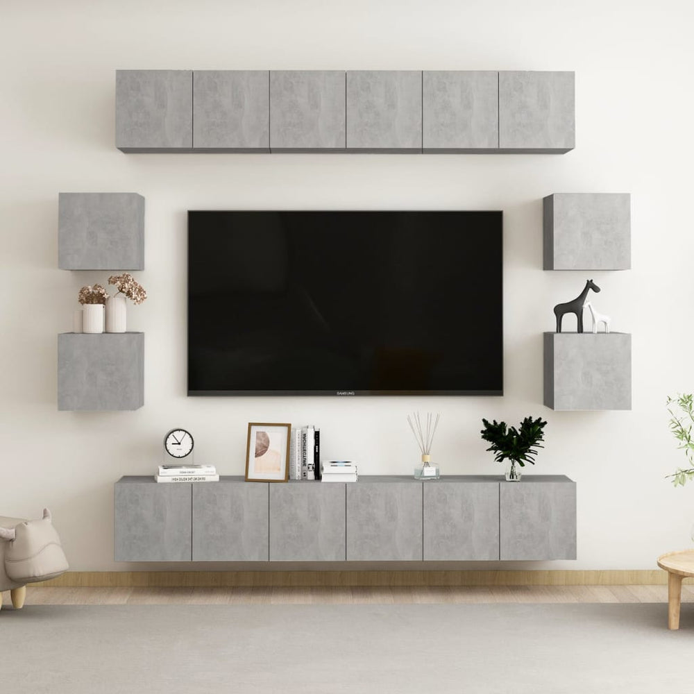 vidaXL 10-piece TV Cabinet Set Concrete Grey Engineered Wood