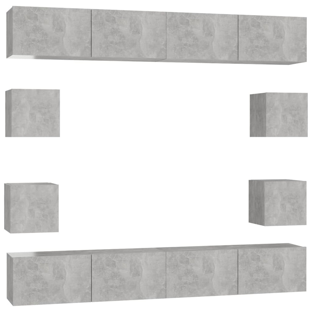 vidaXL 8-Piece TV Cabinet Set Concrete Grey Engineered Wood