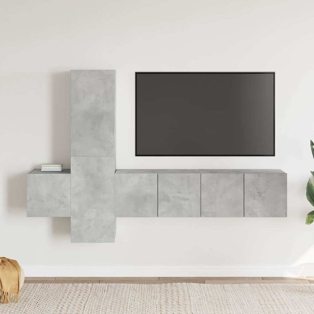 vidaXL 5-piece TV Cabinet Set Concrete Grey Engineered Wood
