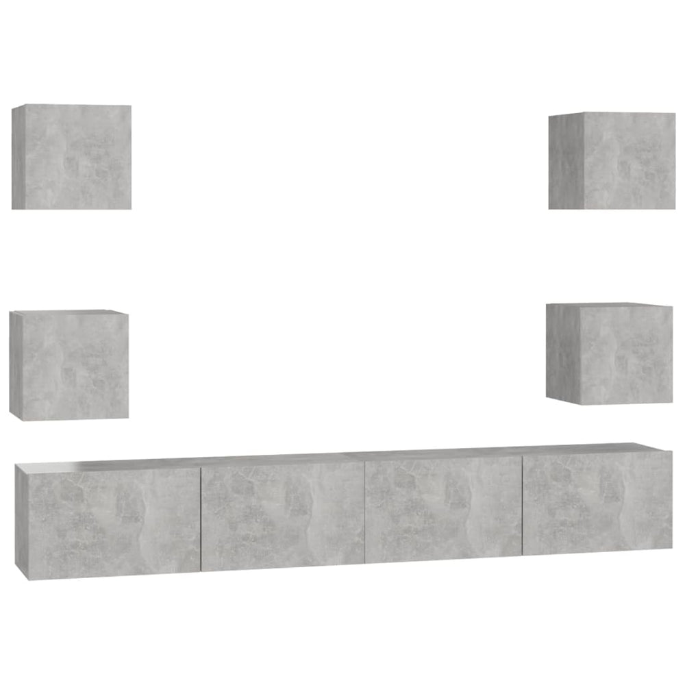 vidaXL 6-Piece TV Cabinet Set Concrete Grey Engineered Wood