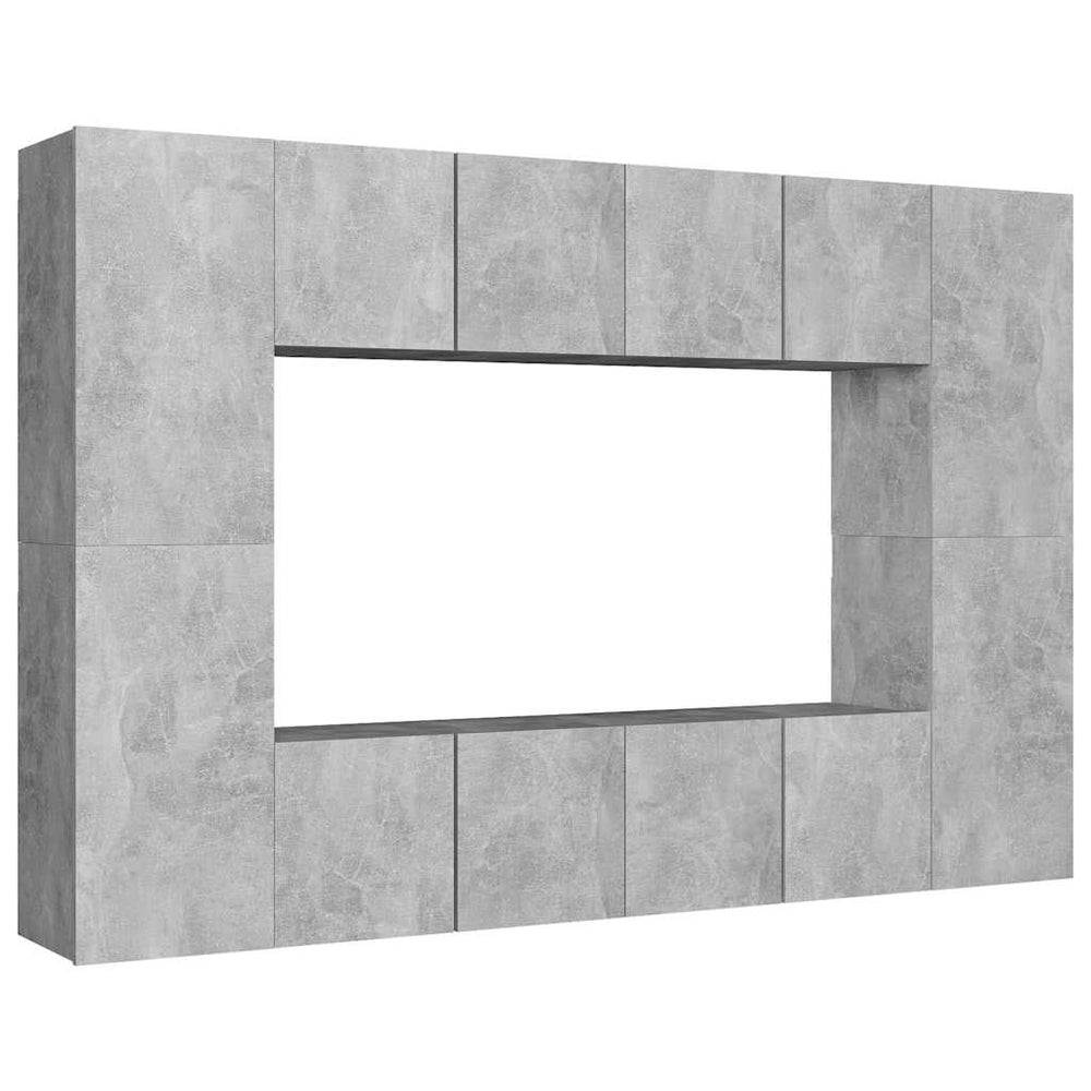 vidaXL 8-Piece TV Cabinet Set Concrete Grey Engineered Wood