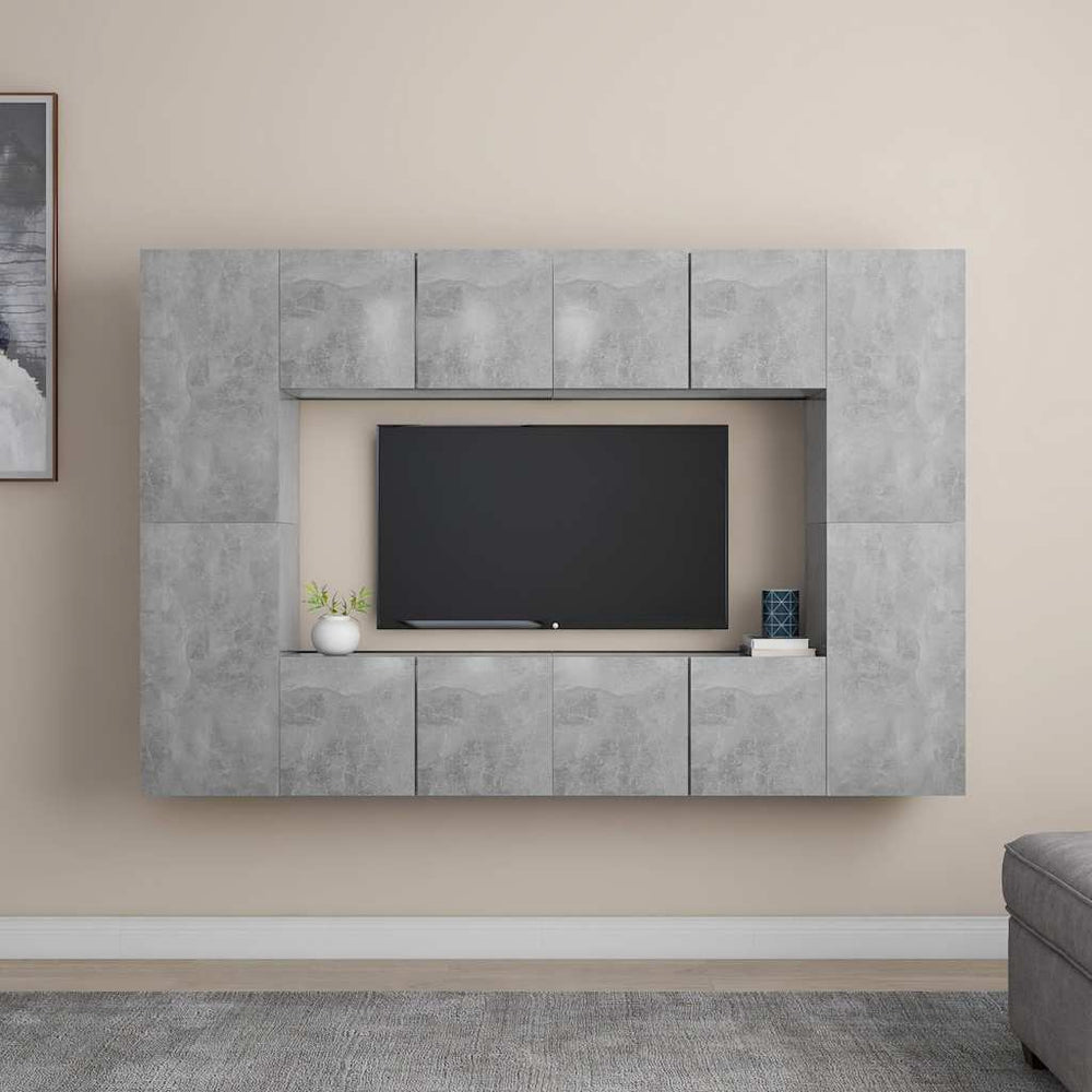 vidaXL 8-Piece TV Cabinet Set Concrete Grey Engineered Wood